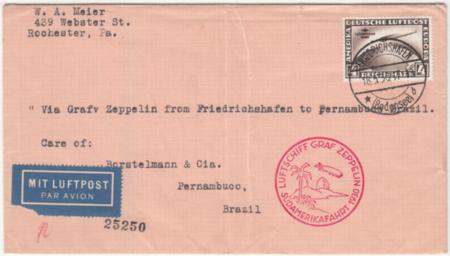 Germany 1930 Colored Cover with Creasing, C39 VF stamp