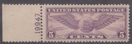 US C12 Airmail VF - XF NH Plate # Single