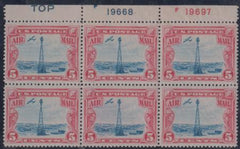 US C11 Airmails F - VF NH Plate Block of 6; Blue "Top" + 2 Plate #'s