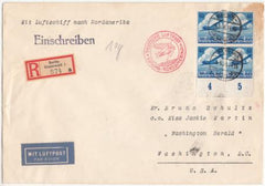 Germany 1936 1st  Hindenburg  North America Large Flight Cover with 469 block