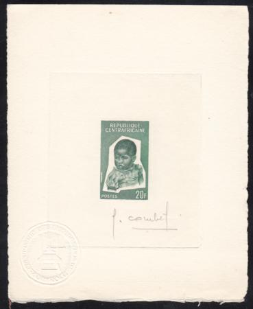 Central Africa 35 Artist Die Proof in Green, Child