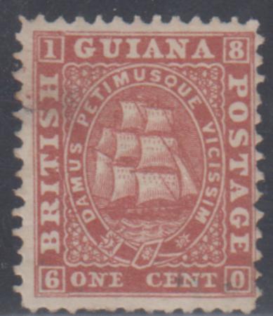 British Guiana 17 LH Thin + Slight Cut at Left, cv $425