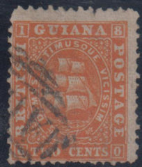 British Guiana 25 Used off Center, cv $65