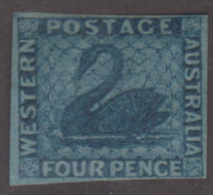 Western Australia 15 (SG 27) F - VF Mint Deep Blue No Gum cv $325++