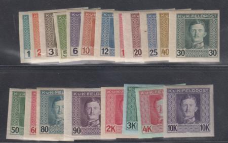 Austria M49-68 Imperf Singles F - VF + NH - LH cv $160-325