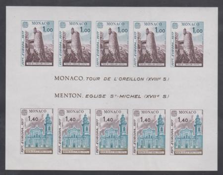 Monaco 1067-68 1977 Europa VF NH S/S Imperf, slight gum bend