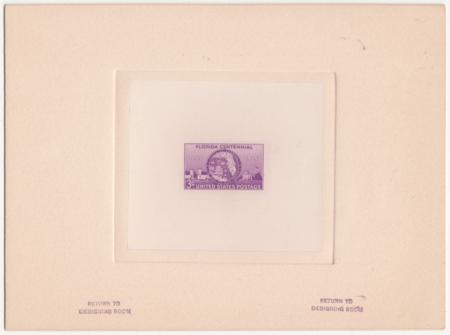 US 927P1 3c Florida Statehood Large Die Proof on Wove Paper