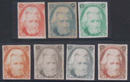 US 73TC3 Early Classics VF Mint 7 Different Trial Colors Proofs on India cv $2,000