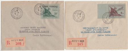 French Area - St. Nazaire 1945 Registered FDC's, with Ovpt. Stamps