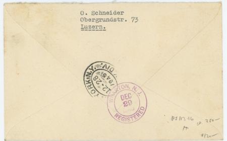 Switzerland B150-B153 FDC Sent Registered from Luzern to USA