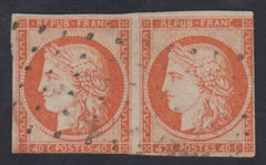 France 7F Type II Pair with Retouched "4" Used - PFC, cv $42,000