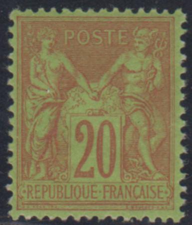 France 98a VF - XF Mint LH Red on Deep Green cv $72.50