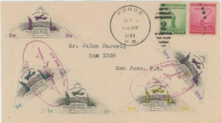 US / Puerto Rico 1941 US 899-900 Aerovias Puerto Rico 1c-50c Semi-Officials