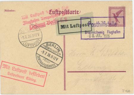 Germany 1926 Braunschweig Flugafen Flight to Berlin