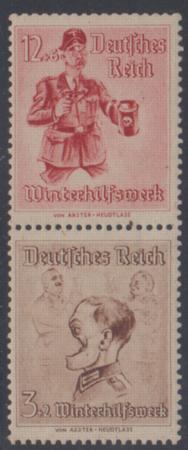 WWII Propaganda Stamps Mi 30-31 F - VF Mint NH Setenant Pair - Propaganda Forgery  of 1938 Semi-Postal, Rare! cv $1,350