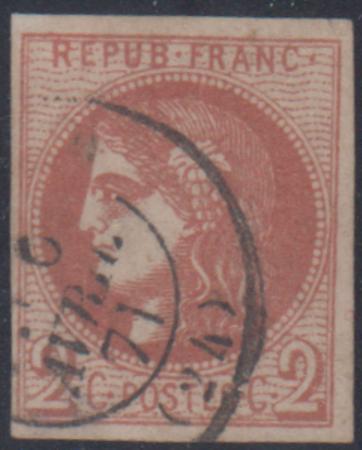 France 39a F - VF + Used 3 Large Margins, Fine Left - Marvelous Color cv $1,110