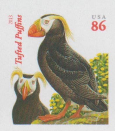 US 4737b Modern Imperf Puffin-red 2013 Single