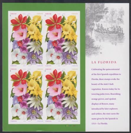 US 4750-53b Modern Imperf La Floria Flowers Bk Sheet