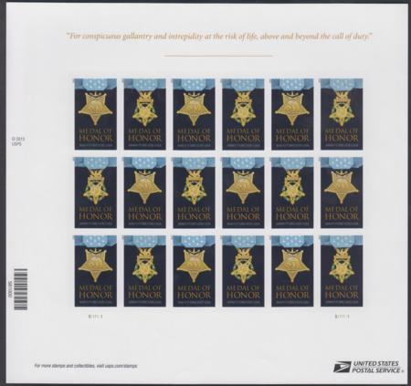 US 4822-23f Modern Imperf Medal Of Honor pr-2013 Sheet