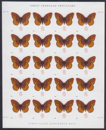 US 4859a Modern Imperf Spangled Fritillary Butterfly Sheet