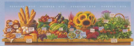 US 4912-15b Modern Imperf Farmers Market H-Strip of 4