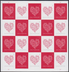 US 4955-6b Modern Imperf Love Stencil Sheet