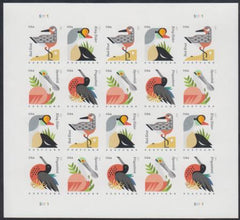 US 4991-94b Modern Imperf Coastal Birds Sheet