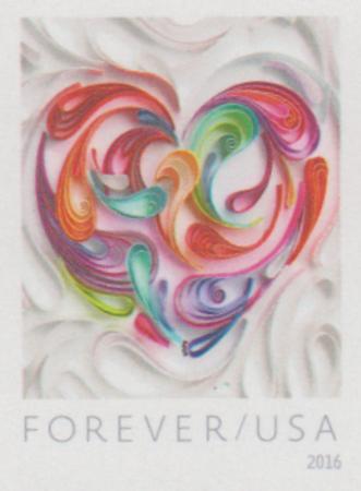 US 5036a Modern Imperf Quilted Paper Heart Single
