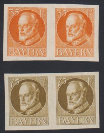 Bavaria 144a, 148a VF NH No Overprint Imperf Pair Set