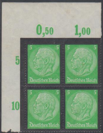 Germany 437var. Hinged UL Corner Block Imperf at Top - Rare! cv $700