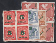 German Occupation - Berlin 9N64-67 NH Set of 4 Blocks Schlegel Cert cv $760