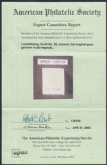 Luxembourg 26 NH with APS Cert cv $875 for Hinged