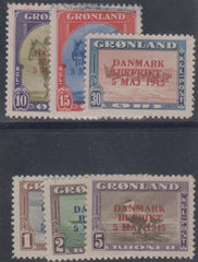 Greenland 22a - 27a VF - XF NH Overprints in Different Colors cv $2,900