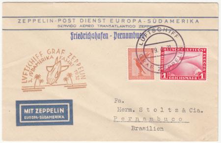 Germany 1932 3rd So. Am. Flight , C35 with On Board Cancel