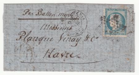 France Ballon Monte Le "Colonel Charras" VF Paris to Havre