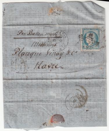 France Ballon Monte Le "Colonel Charras" VF Paris to Havre