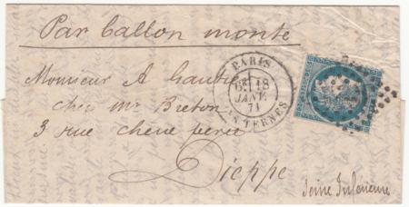 France Ballon Monte:Le "General Bourbaki" VF Paris to Dieppe