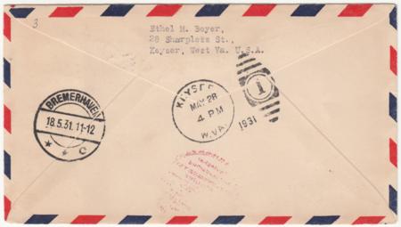 US 1931 Catapult Cover, S.S. Bremen  - Southampton, May