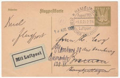 Germany 1925 15pf Printed Airmail Postal Card from Hamburg