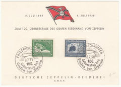 Germany 1938 Official Card with C59-C60 For 100 Birth of von Zeppelin