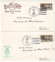 US 1702 2 Covers, 1 Cancelled Santa Claus IN, 1 Cancelled Christmas FL