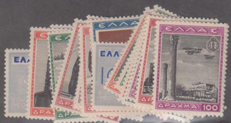 Greece 427 - 436, C38 + C47 VF NH cv $1,000