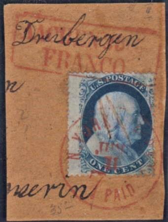 US 24 Early Classics Ave Used On Piece NY to Germany Nice Cancels cv $52