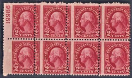 US 634 Mint NH Misperf Block of 8 Full Plate # Capture cv $200