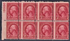 US 634 Mint NH Misperf Block of 8 Full Plate # Capture cv $200