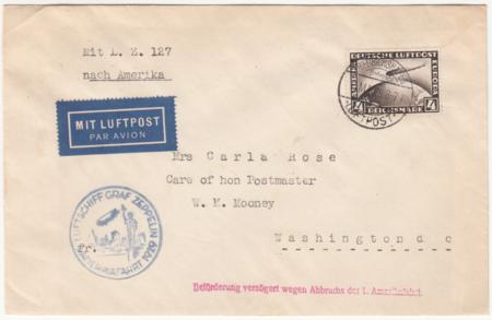 Germany 1929 Zeppelin America Flight Cover from Friedrichshafen