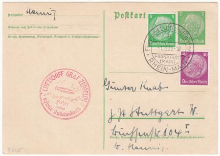 Germany 1938 LZ130 in Sedentenland Flight Card