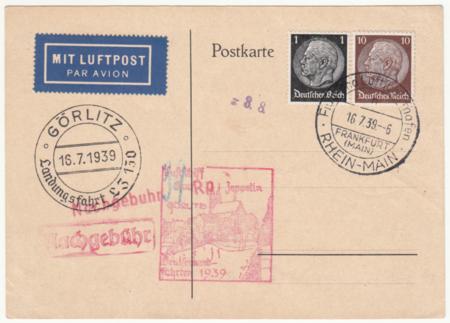 Germany 1939 Zeppelin Flight Card to Goerlitz