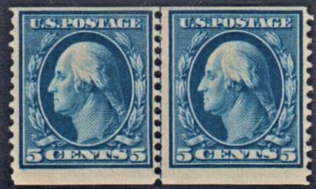 US 355 Washington / Franklin F - VF Mint LH Line Pair, APS Cert cv $1,500