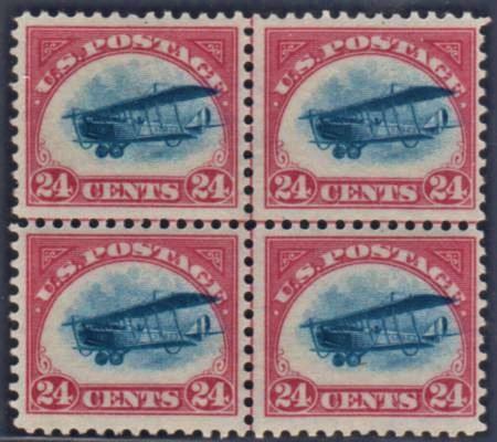 US C3 Airmails LH Very Slow Plane Centerline Block
